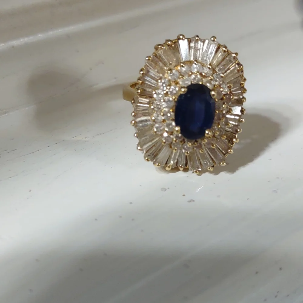 Levian 14kt yellow gold diamond blue sapphire ring - Picture 6 of 13